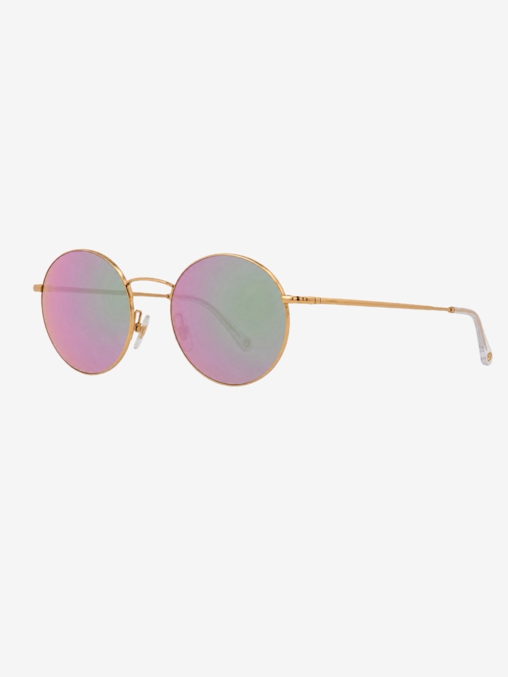 Gucci GG4272/S Round Gold Mirrored Sunglasses Pink Blue Flash Lens w/ Case